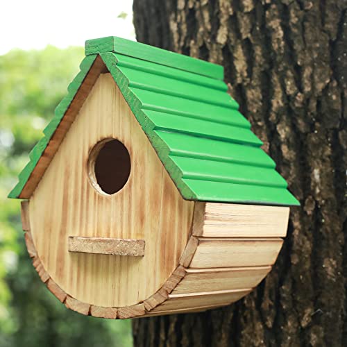 STARSWR Bird House,Outdoor Birdhouse, Natural Wooden Bird Houses for Outside Clearance Bluebird Finch Cardinals Hanging Bird Box Garden Viewing - WoodArtSupply