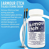 Armour Etch Glass Etching Cream Kit - Create Permanently Etched Designs - 10oz Net Weight - Bundled with Moshify Application Brushes Moshify