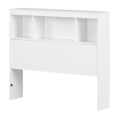 South Shore Summertime Bookcase Headboard, Twin, Pure White - WoodArtSupply