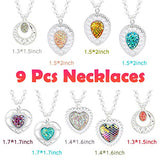 WATINC 42Pcs Princess Pretend Jewelry Toy Girl’s Jewelry Dress Up Play Set Included Blue Shiny Handbag Necklaces Adjustable Diamond Rings Bracelets WATINC