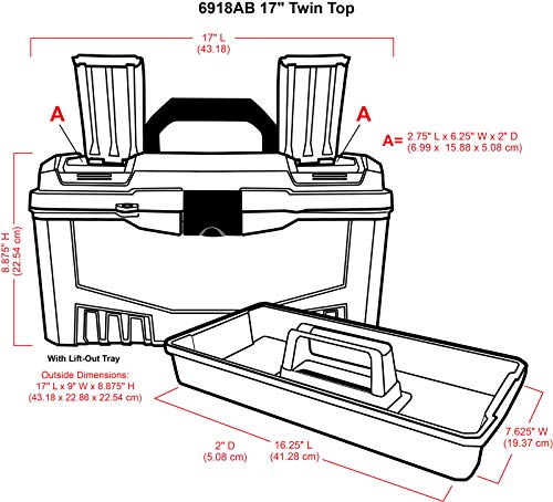 ArtBin 6918AB Twin Top 17 inch Supply Box, Portable Art & Craft Supply  Organizer with Handle, [1] Plastic Storage Case, Black – WoodArtSupply
