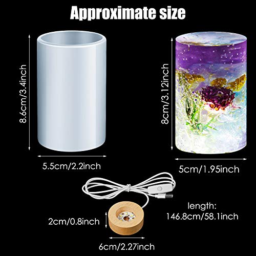Resin Cylinder Silicone Light Mold Set, Include Cylinder Light Mold and USB Powered Wooden Lighted Base Stand for Lamp DIY Desktop Ornaments Table Honoson