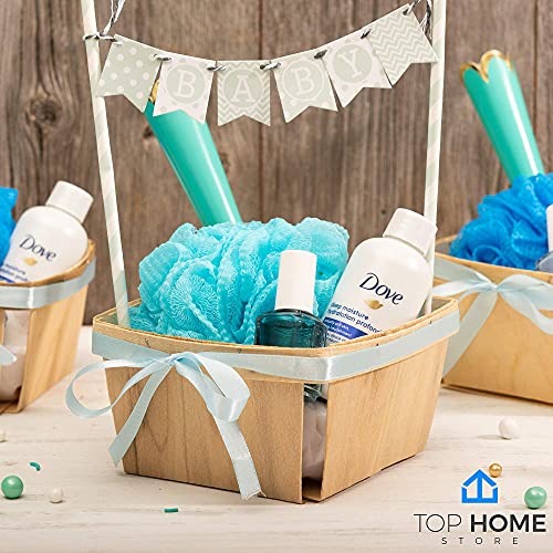 One Quart Wooden Gift Baskets (10 Pack); for Picking Fruit or Arts, Crafts and Decor; 5.75” Square Vented Wood Boxes TOP HOME STORE