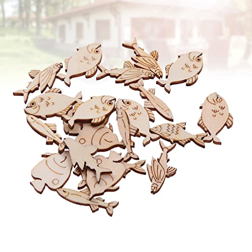 Wedding Decor 20pcs Wood Pieces Sea Animals Wood DIY Crafts Cutouts Wooden Ocean Animals Slices Embellishments for Art Crafts Fish Sewroro
