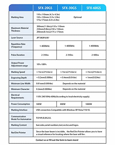 US Stock 60W JPT M7 MOPA (YDFLP-60-M7-M-R) Fiber Laser Marking Machine Fiber Laser Engraver Laser Marker 175×175mm with 80mm Rotary Axis Compatible SFX