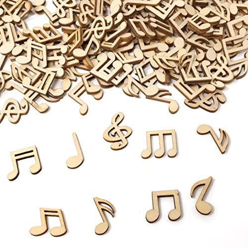 yueton 200PCS 15mm Musical Note Unfinished Blank Wood Pieces Wood Slices Wood Chips Embellishments for DIY Crafts, Home Decoration, Board Games, yueton