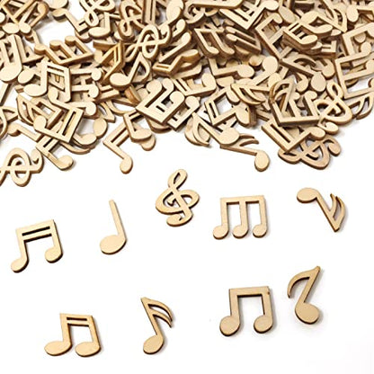 yueton 200PCS 15mm Musical Note Unfinished Blank Wood Pieces Wood Slices Wood Chips Embellishments for DIY Crafts, Home Decoration, Board Games, - WoodArtSupply