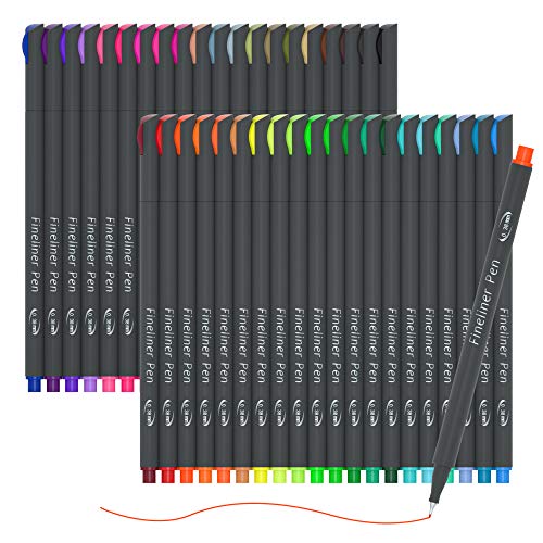 46 Pack Journal Planner Colored Pens, Lineon 40 Colors Fineliner Pens with 6 Different Stencils, Perfect Set for Journal Planner Note Calendar - WoodArtSupply