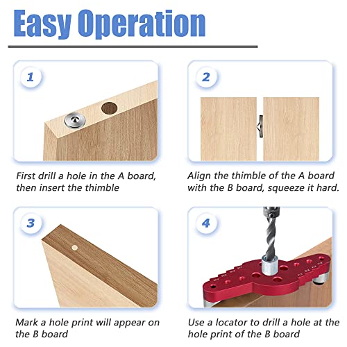 Mesee Vertical Pocket Hole Drilling Jig, 2-In-1 Woodworking Dowelling Jig Locator with Scriber Wood Dowel Drill Guide Puncher Positioner Tools for Mesee