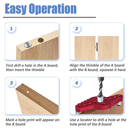 Mesee Vertical Pocket Hole Drilling Jig, 2-In-1 Woodworking Dowelling Jig Locator with Scriber Wood Dowel Drill Guide Puncher Positioner Tools for - WoodArtSupply