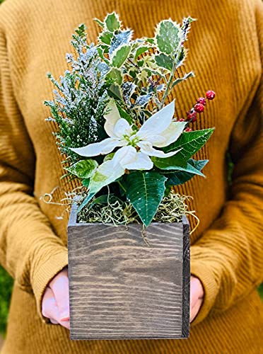 Wooden Planter Box, Rustic Barn Wood with Plastic Liner l Garden Decor l Restaurant and Wedding Decorations l Wedding Bouquets, Table Centerpiece - WoodArtSupply