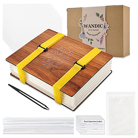 WANDIC Flower Press Kit with Instructions, A5 Tree Pattern Professional Wooden Art Kit Plant Press Book Leaves Press Kit for DIY Art Handicrafts, WANDIC
