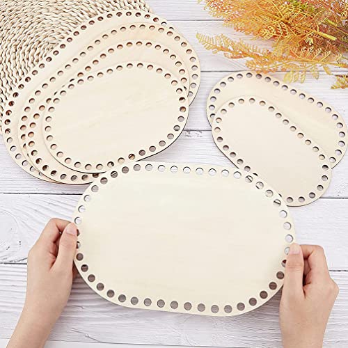 Milisten 4pcs Wooden Basket Bottom Wooden Base Shaper Blank Crochet Base for Thick Yarn DIY Knitting Basket Weaving Supplies Oval - WoodArtSupply