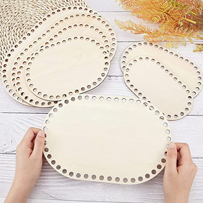 Milisten 4pcs Wooden Basket Bottom Wooden Base Shaper Blank Crochet Base for Thick Yarn DIY Knitting Basket Weaving Supplies Oval - WoodArtSupply