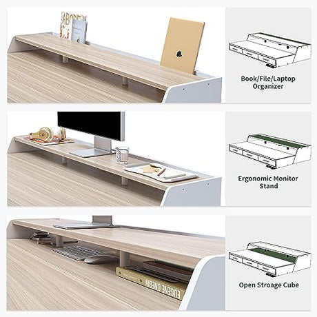 FEZIBO Electric Standing Desk with Drawers, 48x24 Inch Standing Desk Adjustable Height, Stand Up Desk with Monitor Shelf, Sit Stand Home Office Desk, FEZIBO