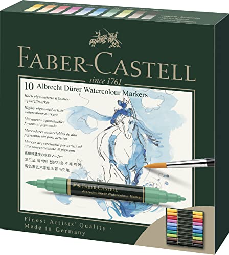 Faber-Castell Albrecht Durer Watercolor Markers - 10 Colors, Watercolor Brush Markers for Artists Faber-Castell