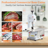 GARVEE Meat Saw for Butchering, 550W Bone Saw Machine, 0.39～5.7 Inches Cutting Thickness with 6 Saw Blades, Meat Bandsaw Butchering with Workbench GARVEE