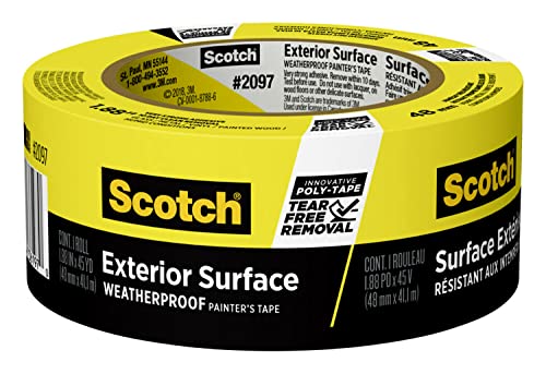 Scotch Exterior Painter's Tape, 1.88 in x 45 yd, Waterproof Masking Tape For Exterior Surfaces, Can Handle Wind, Rain, Humidity & Direct Sunlight, Scotch
