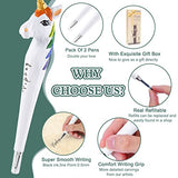 VIPbuy 2 Count 100% Handmade Wood Carved Gel Ink Pens -Novelty Refillable Writing Pens Office School Supplies Birthday Christmas Gift, Unicorn VIPbuy