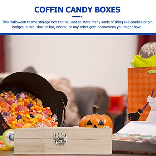 STOBOK Coffin Decor 1pc Coffin Box Candy Storage Box Halloween Wooden Coffin Case Jewelry Organizer Coffin Shape Box for Party Supplie Gift Box STOBOK