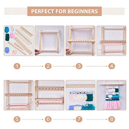 FREEBLOSS 12" H x 8" W Weaving Loom Kit for Beginner, Weaving Loom for Kids Loom Kit with Yarns, DIY Woven Wall Hanging Craft Kit for Adults and - WoodArtSupply