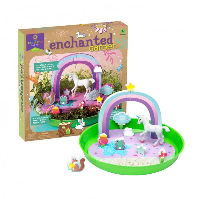 Craft-tastic Enchanted Garden - DIY Nature Craft Kit - Outdoor and Indoor - Grow and Play - Comes with Unicorn, Seeds, and Garden Decorations - Ages Craft-tastic