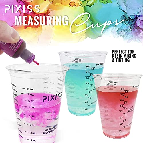 Resin Mixer Epoxy Mixer Paddles - 20 Graduated Mixing Cups & Reusable Pixiss Multipurpose Bidirectional Paint Stirrer for Drill Epoxy & Paint Mixer - WoodArtSupply