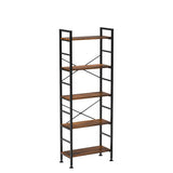 CosyStar Rustic Industrial 5-Tier Adjustable Bookcase with Metal Frame CosyStar