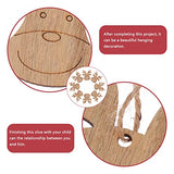 SEWACC 40Pcs Wooden Deer Head Christmas Ornaments Hanging Wooden Blank Reindeer Pendant DIY Unfinished Christmas Tree Hanging Slices with Ropes for SEWACC