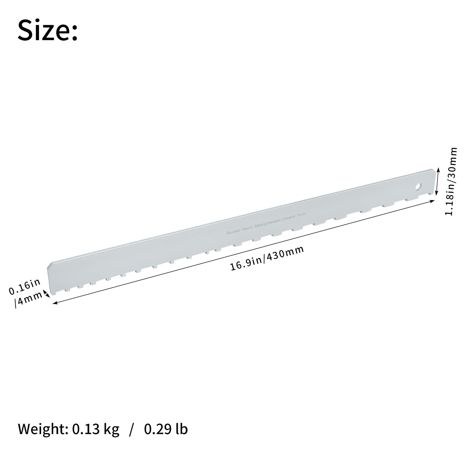 Frautron Guitar Neck Notched Straight Edge, 4mm Thick Aluminum Guitar Neck Maintenance Setup Tool, Pro Luthiers Repair Tool for Gibson 24.75" Fender Frautron
