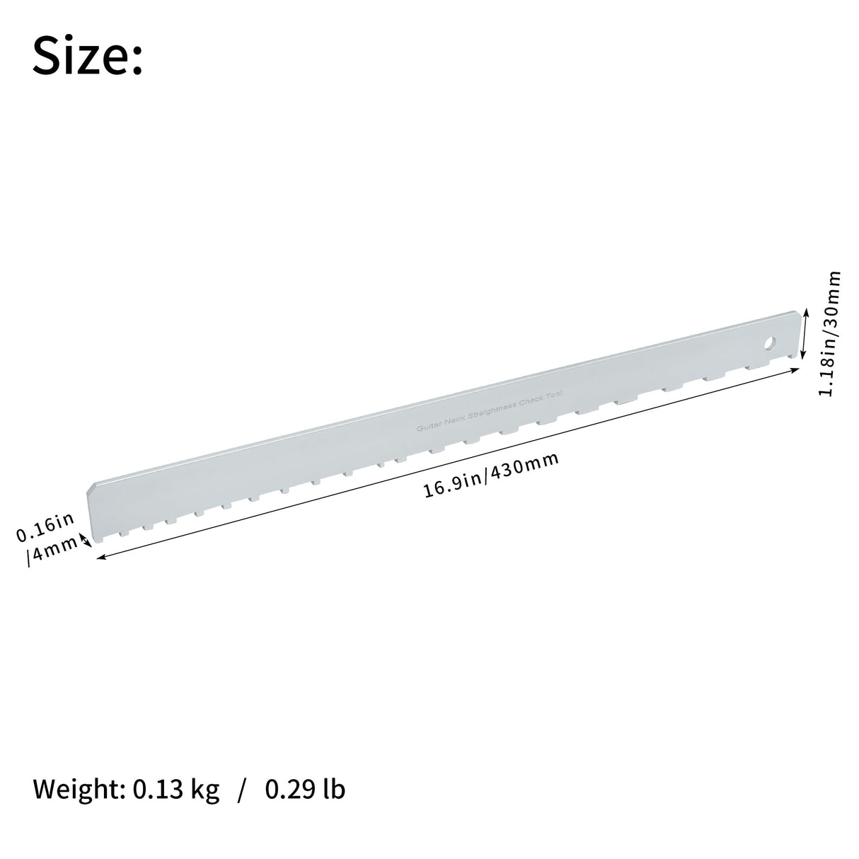 Frautron Guitar Neck Notched Straight Edge, 4mm Thick Aluminum Guitar Neck Maintenance Setup Tool, Pro Luthiers Repair Tool for Gibson 24.75" Fender Frautron