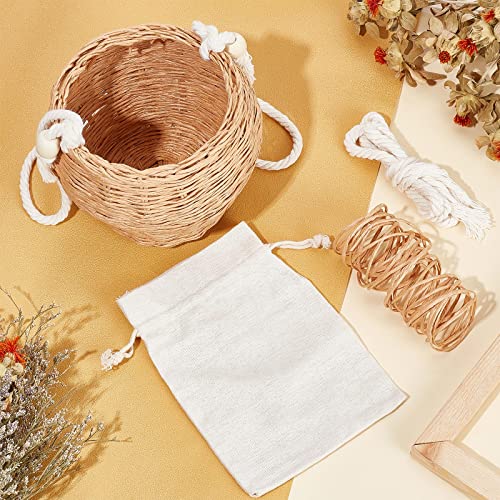 WEBEEDY Basket Weaving Kits DIY Mini Rattan Bucket Bag Handwoven Cross Body Straw Shoulder Bag for Women Girls Beach Travel Shopping Trip
