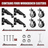 SPACECARE Workbench Casters Retractable Casters Kit 600Lbs, Retractable Casters Heavy Duty Bench Caster Wheels Workbenches Tables and Equipments, SPACECARE