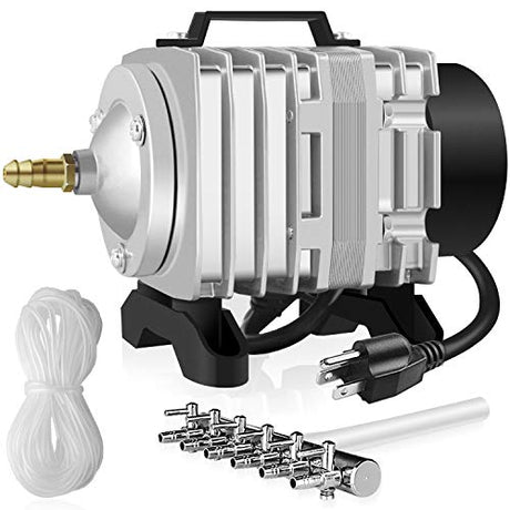 Simple Deluxe LGPUMPAIR38 602 GPH 18W 38L/min Adjustable Flow Outlets Airline Tubing 25 Feet for Aquarium, Pond, Hydroponics Systems Air Pump, 1 Pack Simple Deluxe