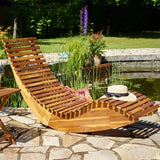 cucunu Chaise Lounge | Rocking Outdoor Lounger Chair Made from Acacia Wood | 330 lbs Capacity Wooden Furniture for Patio, Pool, Sauna cucunu