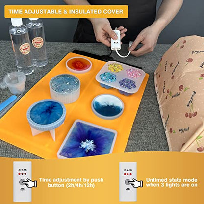 26pcs Resin Heating Mat Kit: Epoxy Resin Curing Machine for Resin Molds Shorten Curing Time Epoxy Resin Kit for Crafts w/ Resin Drying Mat Silicone