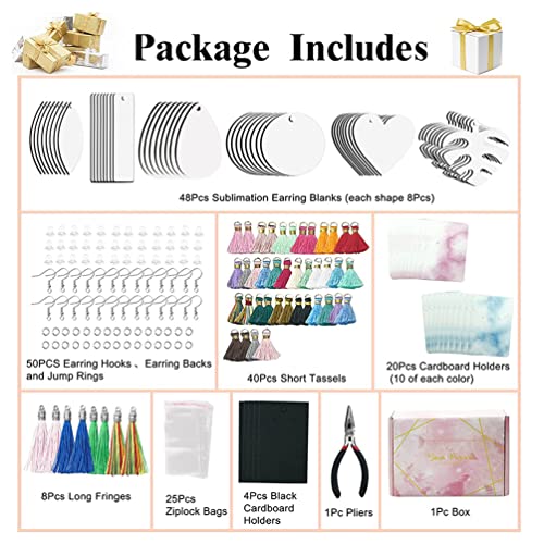 297 Pieces Earring Making Supplies,Unfinished Wooden Earrings,Sublimation Jewelry Blanks,Wood Pendants with Jump Rings&Tassels&Earring Hooks Kit for