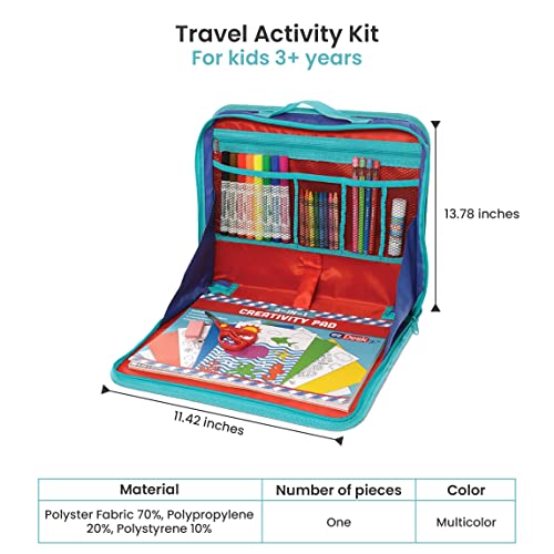 Kittrich Corporation EZDesk Travel Activity Kit, Laptop Style Desk with Writing and Kids Art Supplies, Perfect for Travel, 64 Piece set, 11.4" X KITTRICH