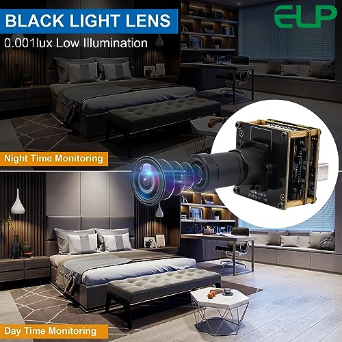 ELP 4K USB HDMI Camera Module Night Vision PC Camera Mini Lightburn Camera for Computer Monitor Simultaneously 2X Digital Zoom USB Security Camera ELP