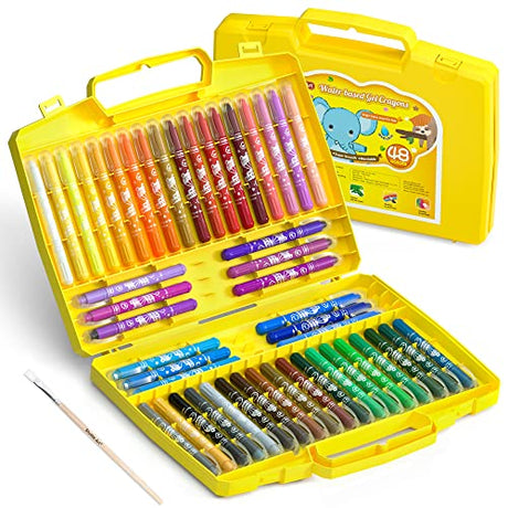 48 Colors Gel Crayons for Toddlers, Shuttle Art Non-Toxic Twistable Crayons Set with 1 Brush and Foldable Case for Kids Children Coloring, Shuttle Art