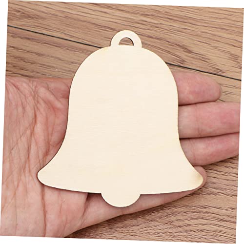 EXCEART 20 Pcs Xmas Tree Bell Ornament Holiday Wooden Shapes for Crafts Cutout Hanging Ornament Wood Ornaments Wooden Hanging Ornaments Wooden DIY EXCEART