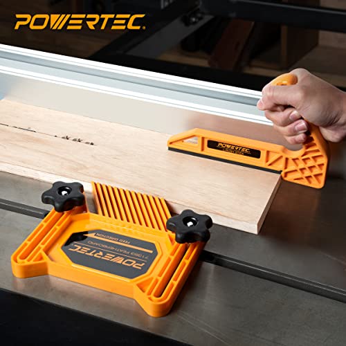 POWERTEC 71555V Universal Featherboard and L-Shaped Table Saw Push Stick Woodworking Safety Kit, 1 Set (2-Pcs)