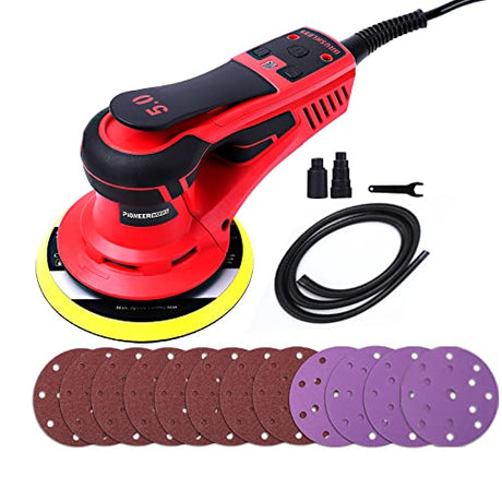 PioneerWorks Electric Random Orbital Sander, Brushless Motor Powerful 350W,10000 RPM,6-Inch For Professional-Grade Woodworking, Polishing,Carpentry PIONEERWORKS