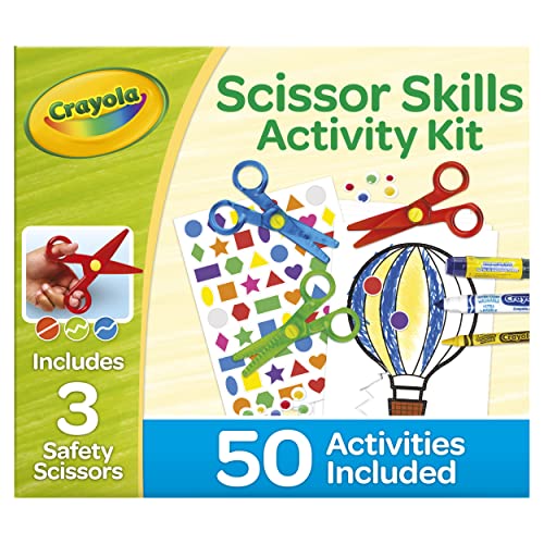 Crayola Toddler Scissor Skills Activity Kit, 3 Count Safety Scissors and Craft Supplies, Gift for Kids, Ages 3, 4, 5 Crayola