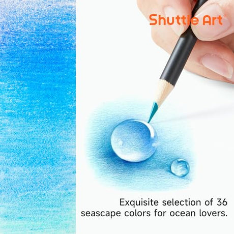 Shuttle Art 36 Colored Pencils, Seascape Themed Colored Pencils for Adult Coloring, Soft Core Color Pencils, Coloring Pencils for Adults Kids Artists Shuttle Art