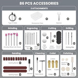 HARDELL Mini Cordless Rotary Tool 4V, 5-Speed Rotary Tool Kit with 86 Accessories, Power Rotary Tool for Cutting, Engraving, Sanding, Drilling, HARDELL