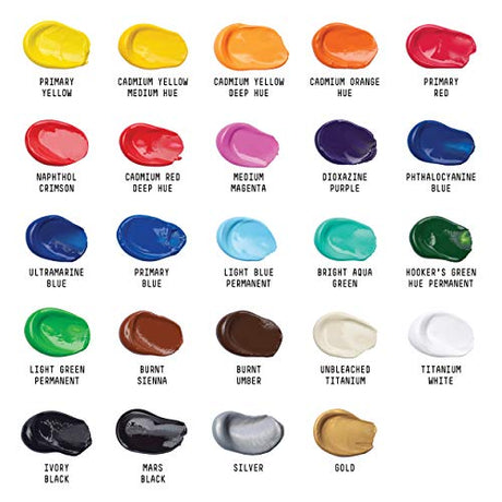 Liquitex BASICS Acrylic Paint Set, 24 x 22ml (0.74-oz) Tube Paint Set Liquitex