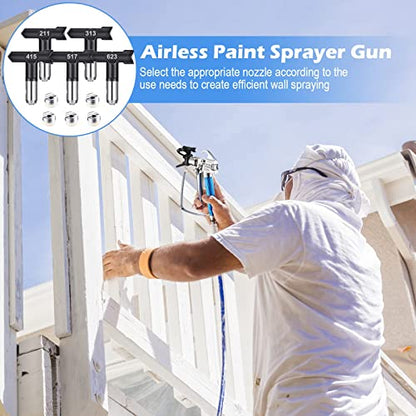 Zhengmy 12 Pieces Airless Paint Sprayer Gun with Nozzle Guard 5 Spray Tips and 5 Airless Paint Spray Gun Filter for Airless Spraying Machine Paint - WoodArtSupply