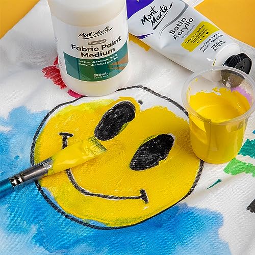 MONT MARTE Fabric Paint Medium Premium (8.5 US fl.oz), Textile Medium For Fabric Painting, Easy to Use, Prevents Flaking, Ideal for Clothes and MONT MARTE