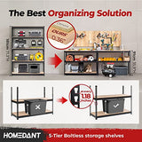 HOMEDANT Z-beam 5 Tier Laminated Heavy Duty Garage Storage Adjustable Wide Size Metal Shelving Unit Utility Rack Shelves Organization Multipurpose HOMEDANT
